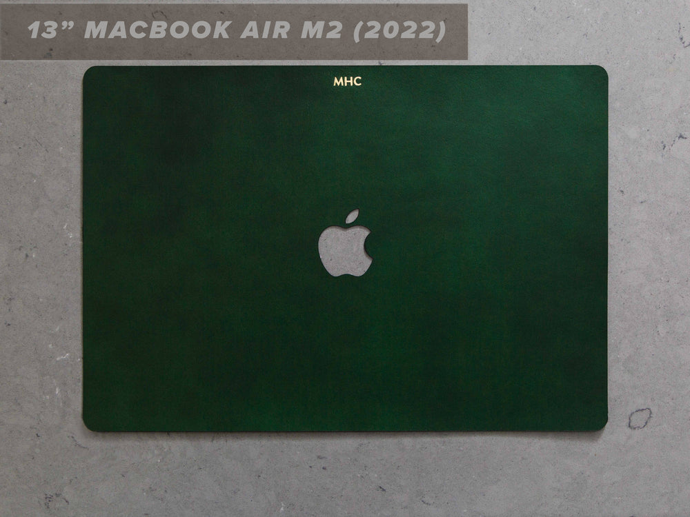 
                  
                    Load image into Gallery viewer, 13 Inch MacBook Air (M2) Italian Leather Skin, Front, Back, with Logo Cut Out
                  
                