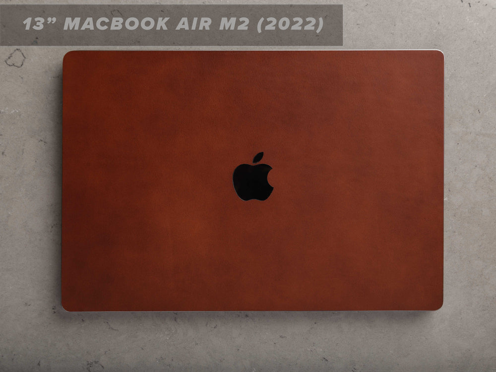 13 Inch MacBook Air (M2) Italian Leather Skin, Front, Back, with Logo Cut Out
