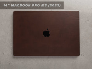 
                  
                    Load image into Gallery viewer, 14 Inch MacBook Pro M3, 2023, Italian Leather Skin, Front, with Logo Cut Out
                  
                