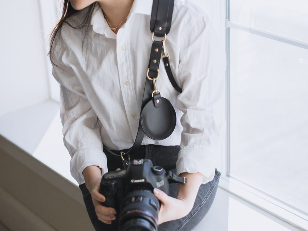 
                  
                    Load image into Gallery viewer, Italian Leather Camera Lens Cap Holder, Personalized
                  
                