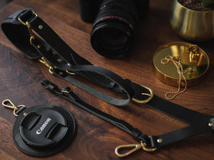 
                  
                    Load image into Gallery viewer, Italian Leather and Brass Hardware Camera Holster
                  
                