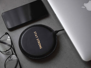 
                  
                    Load image into Gallery viewer, Wireless Charger Portable Desk Charging Station, Italian Leather Exterior, Personalized
                  
                