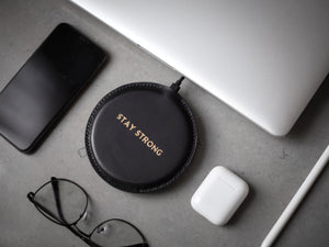 
                  
                    Load image into Gallery viewer, Wireless Charger Portable Desk Charging Station, Italian Leather Exterior, Personalized
                  
                