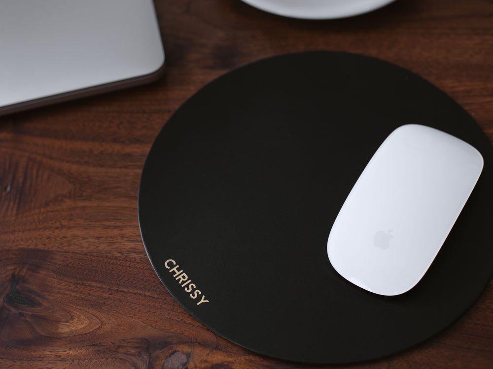 
                  
                    Load image into Gallery viewer, Italian Leather Mousepad, Circle or Square, Personalized
                  
                
