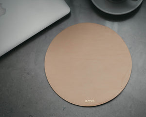 
                  
                    Load image into Gallery viewer, Leather Mousepad in Natural, Circle, Personalized
                  
                