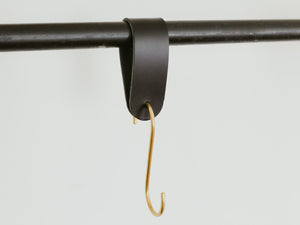 
                  
                    Load image into Gallery viewer, Solid Brass S Hooks with Buttero Leather Loops, Personalized, 8 Colors
                  
                