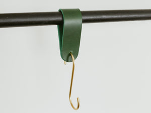 
                  
                    Load image into Gallery viewer, Solid Brass S Hooks with Buttero Leather Loops, Personalized, 8 Colors
                  
                