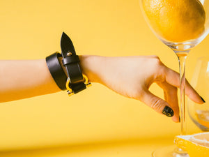 
                  
                    Load image into Gallery viewer, Double Wrap Italian Leather Bracelet with Gold Hardware
                  
                