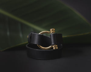 
                  
                    Load image into Gallery viewer, Double Wrap Italian Leather Bracelet with Gold Hardware
                  
                
