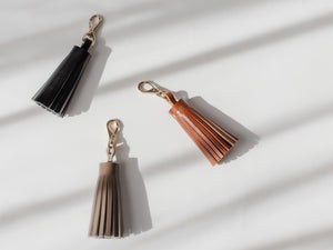 
                  
                    Load image into Gallery viewer, Luxe Italian Leather Tassel, Personalized, Key Chain Accessory, Theras Atelier, Made to Order Leather Goods, Custom Tassel Key Chain Accessory - 4
                  
                