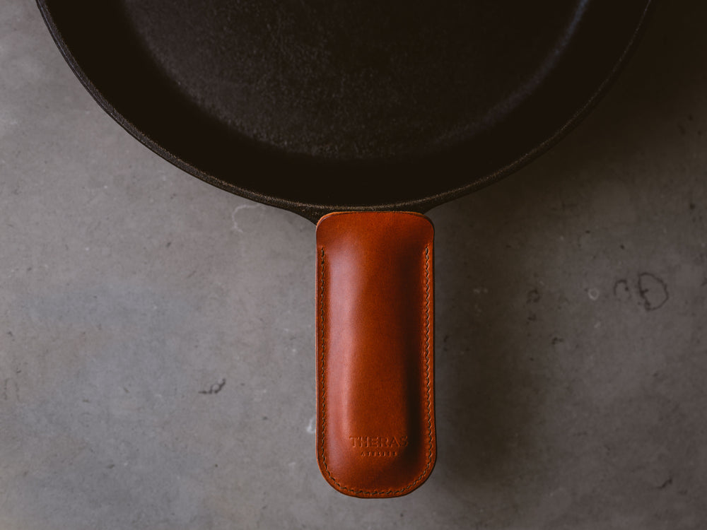 Monogrammed Leather Cast Iron Skillet Handle Cover 