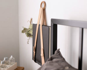 
                  
                    Load image into Gallery viewer, Hanging Magazine Holder, Vegetable Tanned Leather &amp;amp; Wood
                  
                