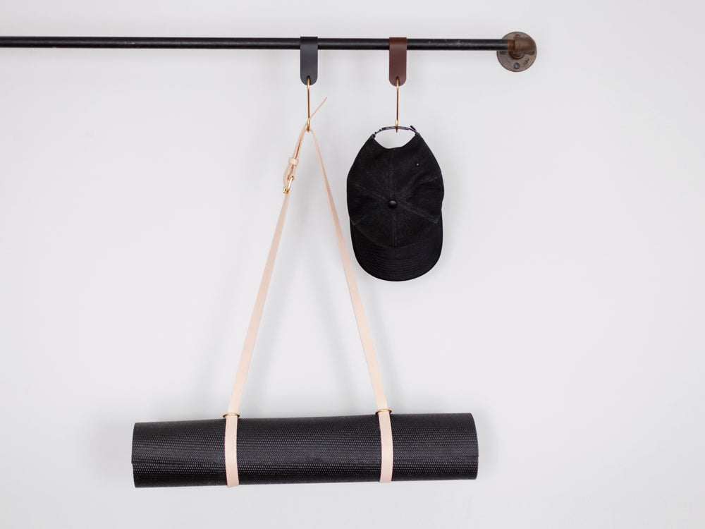 Pilates Exercise Mat Straps, Italian Leather, Personalized