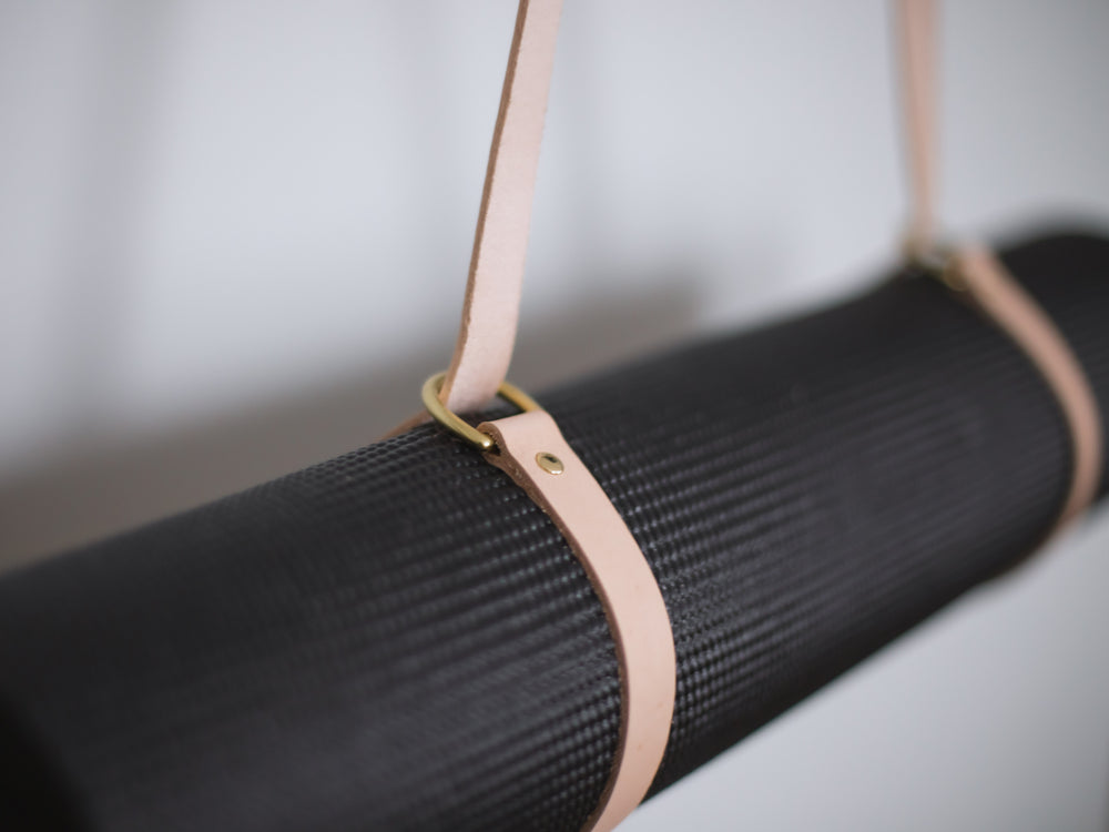 
                  
                    Load image into Gallery viewer, Pilates Exercise Mat Straps, Italian Leather, Personalized
                  
                