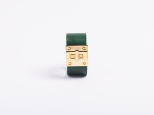 
                  
                    Load image into Gallery viewer, Italian Leather Cuff Bracelet with Oversized Turn Lock Closure
                  
                