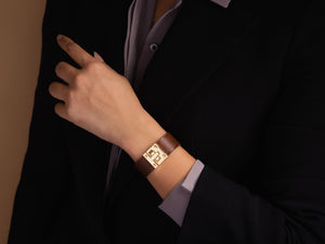 
                  
                    Load image into Gallery viewer, Italian Leather Cuff Bracelet with Mini Gold Turn Lock Closure
                  
                