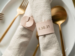 
                  
                    Load image into Gallery viewer, Set of 4 Leather Napkin Rings, Personalized
                  
                