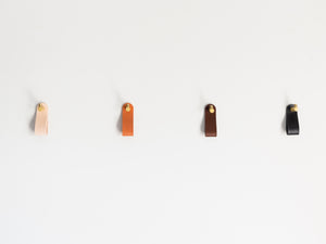 
                  
                    Load image into Gallery viewer, Brass Wall Hooks with Leather Loops
                  
                