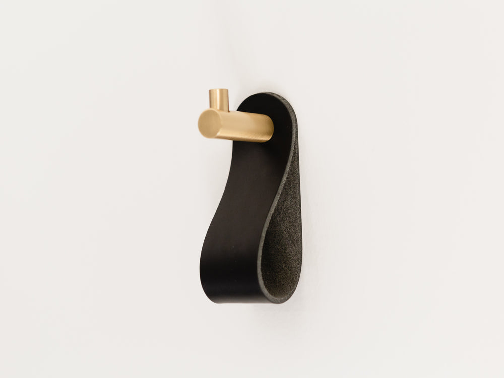 
                  
                    Load image into Gallery viewer, Brass Wall Hooks with Leather Loops
                  
                