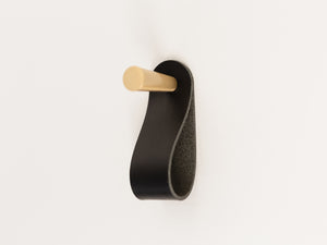 
                  
                    Load image into Gallery viewer, Minimal Brass Wall Hooks with Leather Loops
                  
                