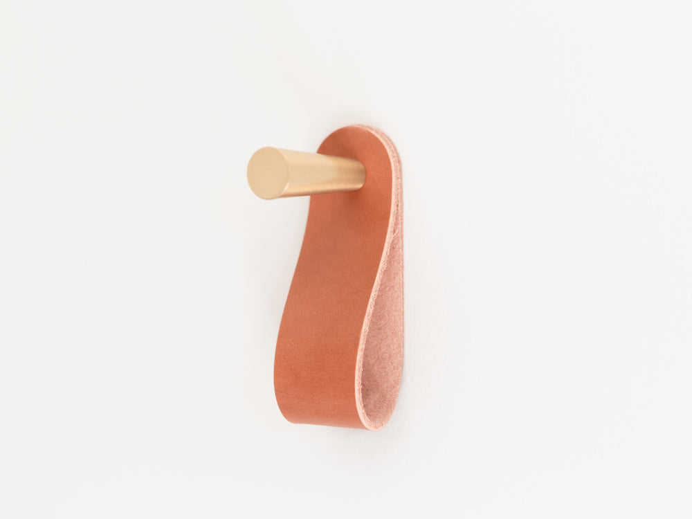 
                  
                    Load image into Gallery viewer, Minimal Brass Wall Hooks with Leather Loops
                  
                