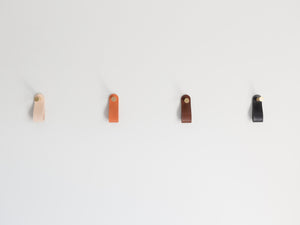 
                  
                    Load image into Gallery viewer, Minimal Brass Wall Hooks with Leather Loops
                  
                