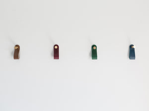 
                  
                    Load image into Gallery viewer, Minimal Brass Wall Hooks with Leather Loops
                  
                