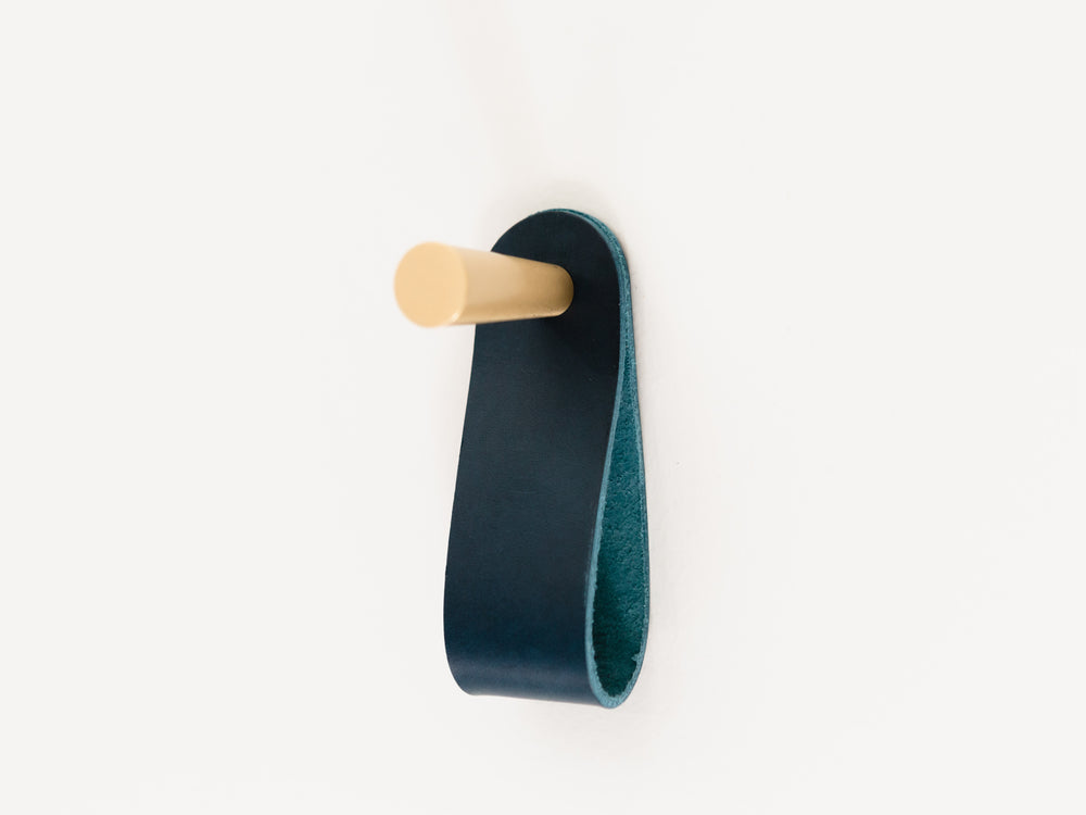 
                  
                    Load image into Gallery viewer, Minimal Brass Wall Hooks with Leather Loops
                  
                