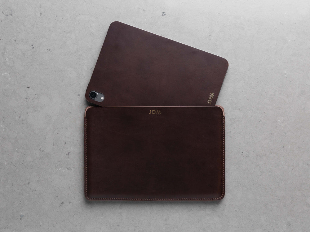 Italian Leather Sleeve and Skin Set for iPad Mini 6, Personalized, Theras Atelier, Made to Order Leather Goods, Custom iPad Mini Skin and Sleeve Set - 2