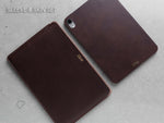 Italian Leather Sleeve and Skin Set for iPad Mini 6, Personalized, Theras Atelier, Made to Order Leather Goods, Custom iPad Mini Skin and Sleeve Set - 1