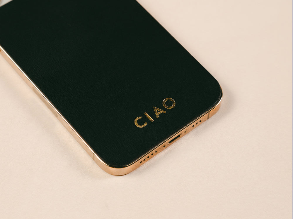 
                  
                    Load image into Gallery viewer, iPhone 13 Italian Leather Skin, Personalized, Theras Atelier, Made to Order Leather Goods, Custom iPhone 13 Skin - 3
                  
                
