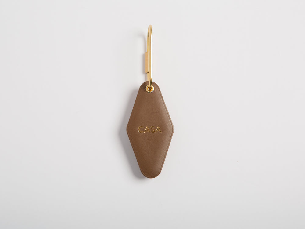 
                  
                    Load image into Gallery viewer, Vintage Leather Hotel Key with Brass Oval Key Ring, Standard, Personalized
                  
                