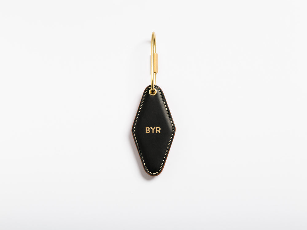 
                  
                    Load image into Gallery viewer, Vintage Leather Hotel Key with Brass Oval Key Ring, Premium, Personalized, Theras Atelier, Made to Order Leather Goods, Custom Hotel Key Chain - 5
                  
                