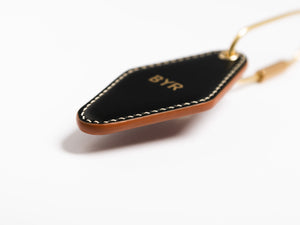 
                  
                    Load image into Gallery viewer, Vintage Leather Hotel Key with Brass Oval Key Ring, Premium, Personalized, Theras Atelier, Made to Order Leather Goods, Custom Hotel Key Chain - 9
                  
                