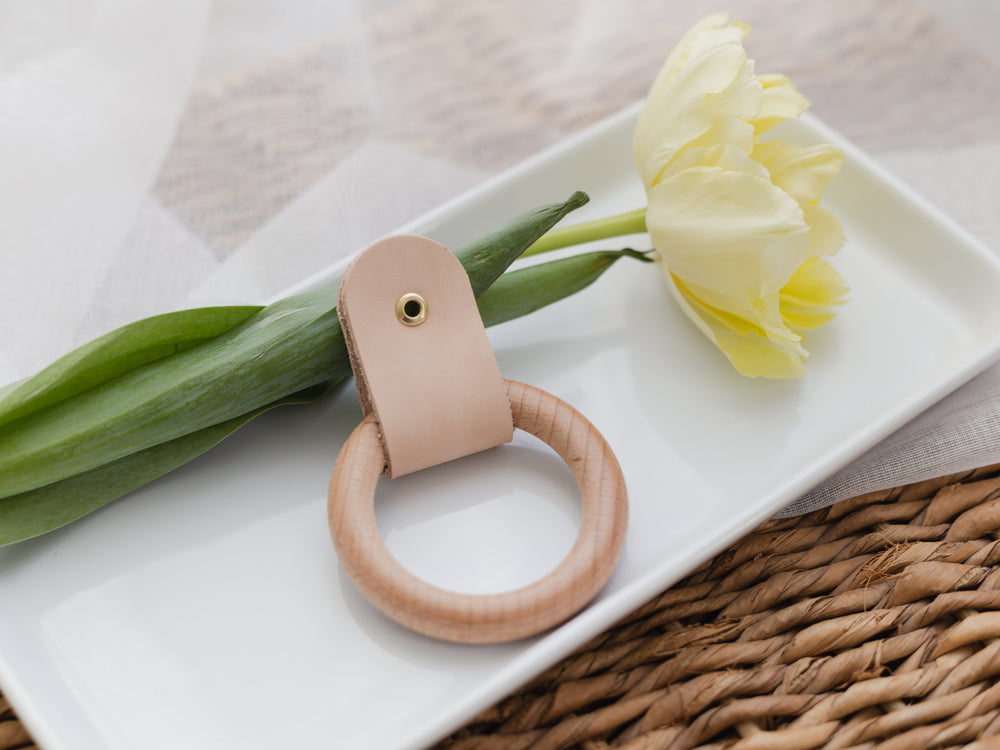
                  
                    Load image into Gallery viewer, Leather and Wood Ring Wall Hooks
                  
                