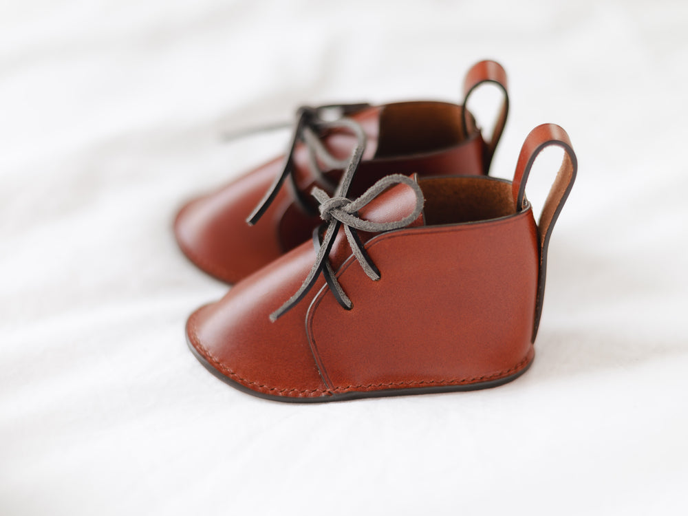 
                  
                    Load image into Gallery viewer, Hand Crafted Heirloom Leather Baby Shoes
                  
                