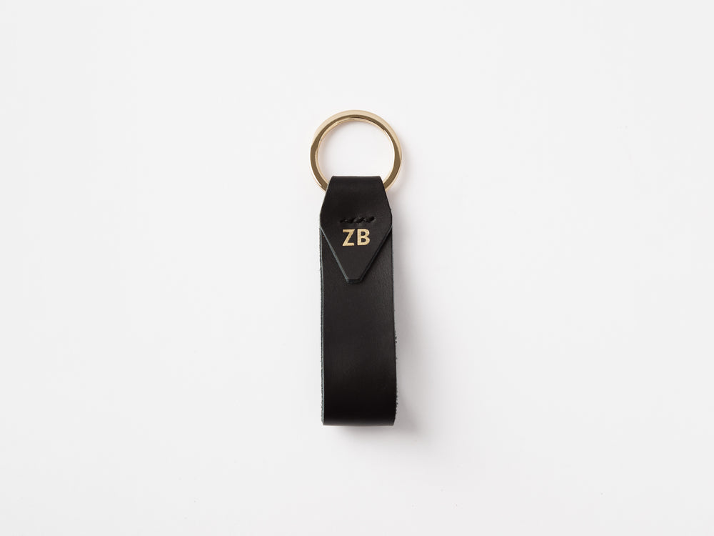 Classic Tab Italian Leather Key Chain, Personalized, Theras Atelier, Made to Order Leather Goods, Custom Key Chain - 1